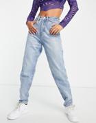 Missguided Riot Mom Jeans In Stonewash Blue-blues