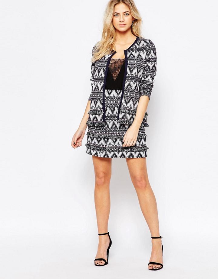 Oasis Jacquard Skirt - Multi Blue