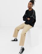 Bershka Knitted Sweater In Black With White Stitch Detailing