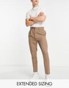 Asos Design Smart Tapered Pants In Stone-neutral