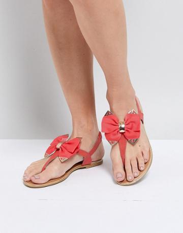 Pia Rossini Nemo Bow Flat Sandal - Red