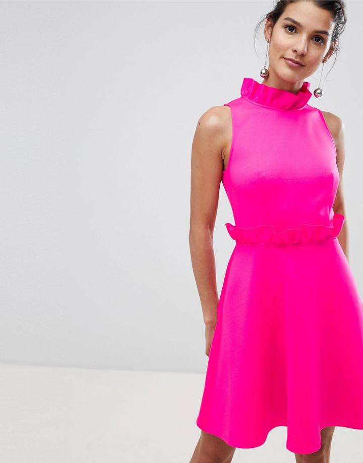 Ted Baker Ruffle Waist Skater Dress - Pink