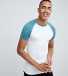 Asos Design Tall Muscle Raglan T-shirt With Contrast Sleeves - Multi