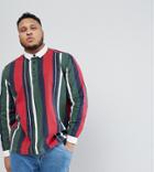 Asos Design Plus Regular Fit Rugby Shirt With Stripe - Green