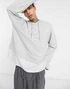 Asos Design Oversized Hoodie In Gray With White Heather T-shirt Hem-grey