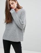 Gestuz Veda Mohair Wool Blend Sweater - Gray
