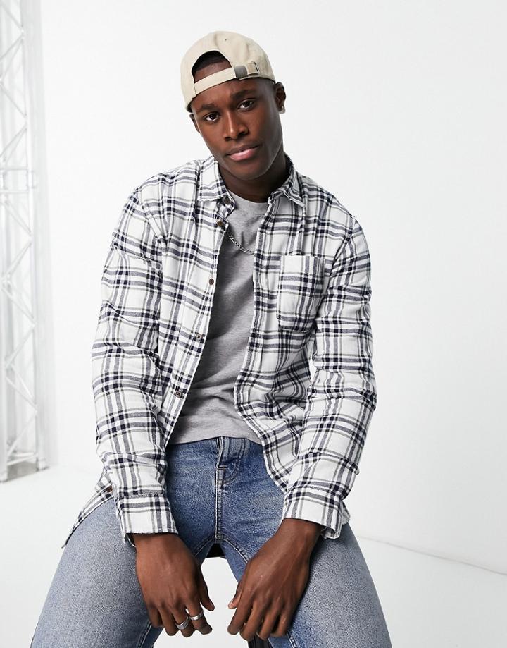 Jack & Jones Long Sleeve Check Shirt In Green & Ecru-multi