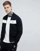 Fred Perry Zip Through Panel Bomber Sweat Jacket In Black - Black