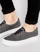 Asos Lace Up Sneakers In Chambray - Black