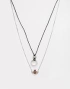 Asos Necklace Pack With Pendants In Silver - Burnished Silver