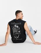 Only & Sons Oversized Tank Top With Hand Of Destiny Back Print In Black