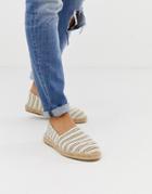 Asos Design Espadrilles In Striped Natural Fabric - Stone