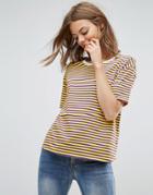 Asos T-shirt In Sporty Stripe And Boxy Fit - Multi