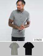 Asos Muscle Fit Jersey Polo 2 Pack Save - Multi
