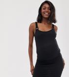 New Look Maternity Loop Detail Rib Jersey Dress In Black