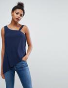 Asos Asymmetric Cowl Back Tank - Navy