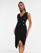 Vesper Tuxedo Midi Dress In Black