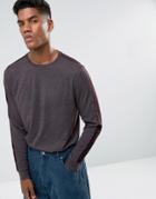 Asos Relaxed Skater Contrast Panel Long Sleeve T-shirt - Purple