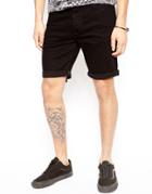 Asos Denim Shorts In Skinny Fit Mid Length - Black
