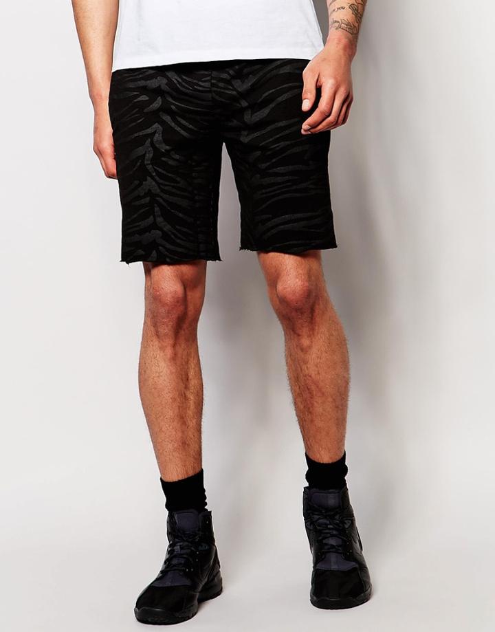 Asos Oversized Short In Zebra Print - Black