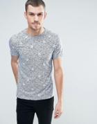 Celio T-shirt With All Over Wave Print - Navy