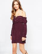 Stone Cold Fox River Silk Dress In Plum - Plum