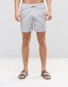 Asos Mid Length Swim Shorts In Gray With Drawcord Detail - Gray