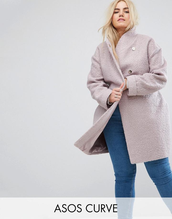 Asos Curve Textured Throw On Coat - Pink