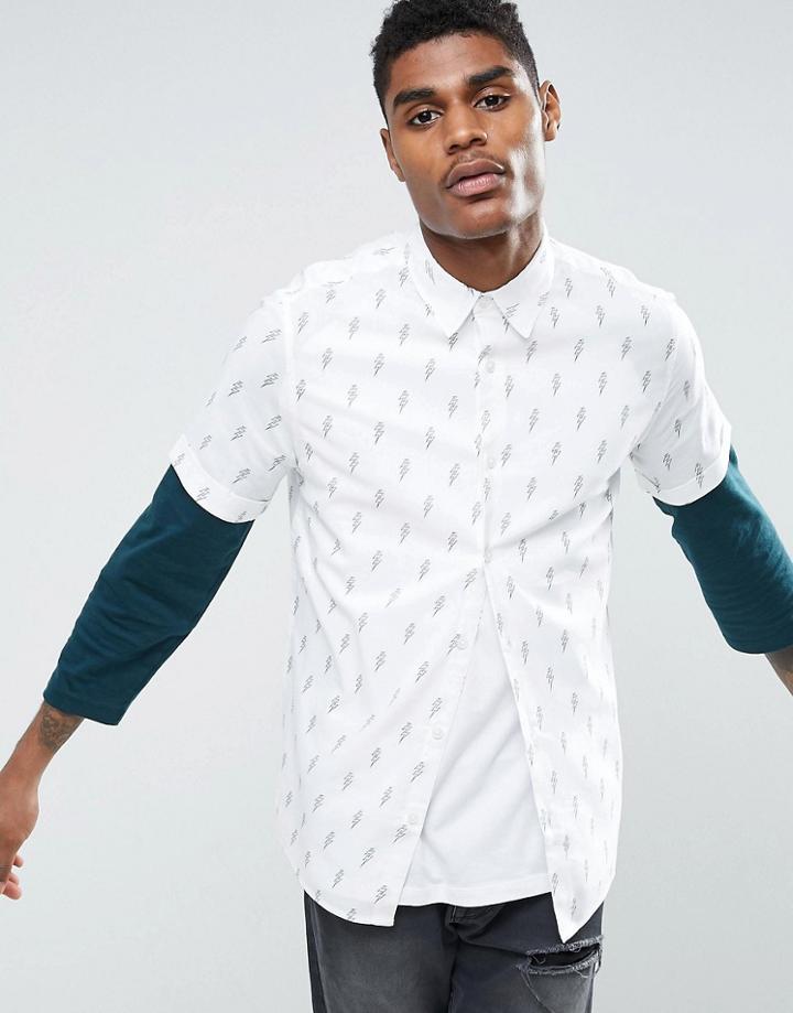Midnight Surf Lightening Revere Collar Shirt - White
