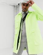 Asos Design Utility Trench Coat In Neon Green