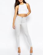 Asos Rivington High Waist Denim Jeggings In Worker White - Worker White