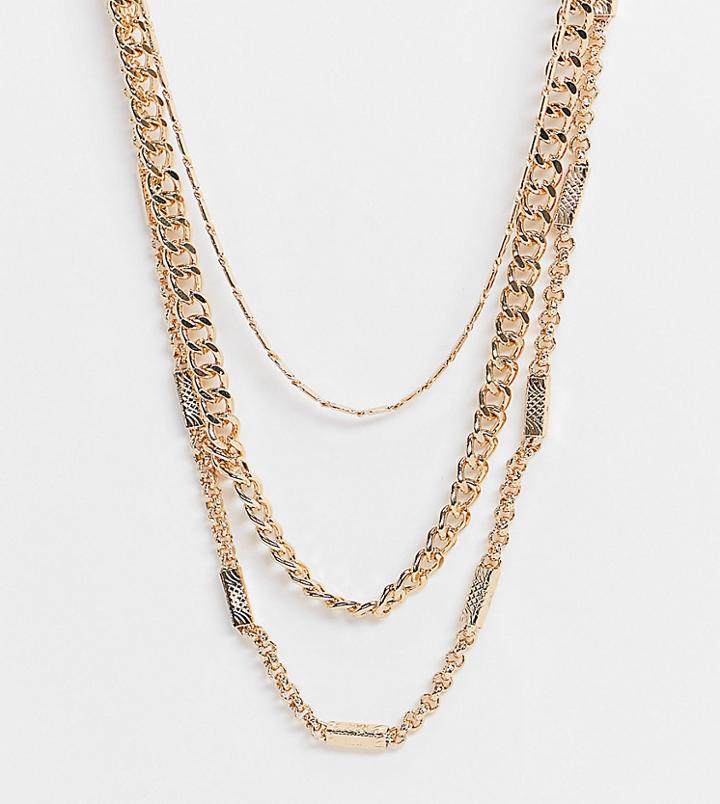 Reclaimed Vintage Inspired Multi-strand Mixed Chain Necklace In Gold