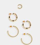 Asos Design 14k Gold Plated 2-pack Earrings And Single Ear Cuff In Texture