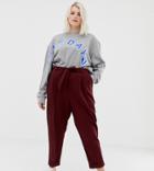 Asos Design Curve Woven Peg Pants With Obi Tie-red