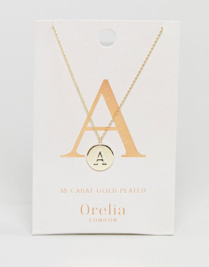Orelia Gold Plated Initial A Disc Pendant - Gold
