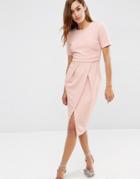 Asos Double Layer Textured Wiggle Dress - Nude