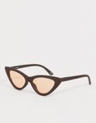 Asos Design Cat Eye Sunglasses With Light Orange Lens - Brown
