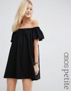 Asos Petite Off Shoulder Mini Dress - Black