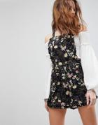 Kiss The Sky Overall Romper In Floral Print - Black