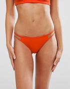 Asos Mix And Match Mesh Insert Brazilian Bikini Bottom - Orange