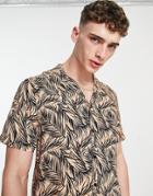 New Look Floral Short Sleeve Shirt In Orange