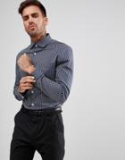 Asos Smart Stretch Slim Stripe Shirt With Cutaway Collar And Double Cuffs - Navy