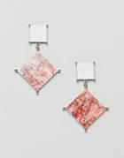 Asos Earrings With Colored Marble Effect Recycled Cotton Stone - Silver