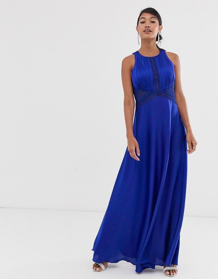 Little Mistress High Neck Sleeveless Skater Maxi Dress-blue