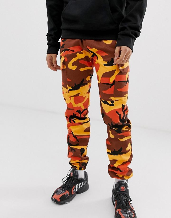 Sixth June Cargo Pants In Orange Camo - Orange
