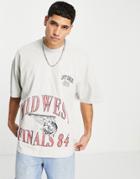 Topman Oversized Fit T-shirt With Mid West Print In Gray