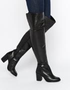Kg By Kurt Geiger Valencia Black Leather Over The Knee Boots - Black