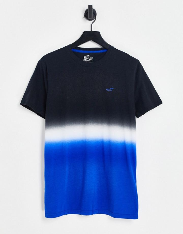 Hollister Icon Logo Ombre Stripe T-shirt In Blue/white/black