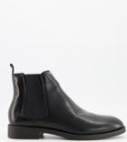 Asos Design Wide Fit Chelsea Boots In Black Faux Leather With Black Sole