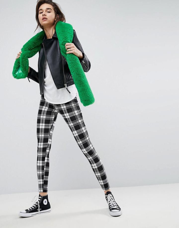 Asos Leggings In Mono Check Print - Black